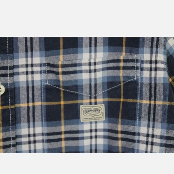 Denim & Supply Ralph Lauren Mens M Medium Blue Plaid Button Up Shirt - Picture 4 of 7